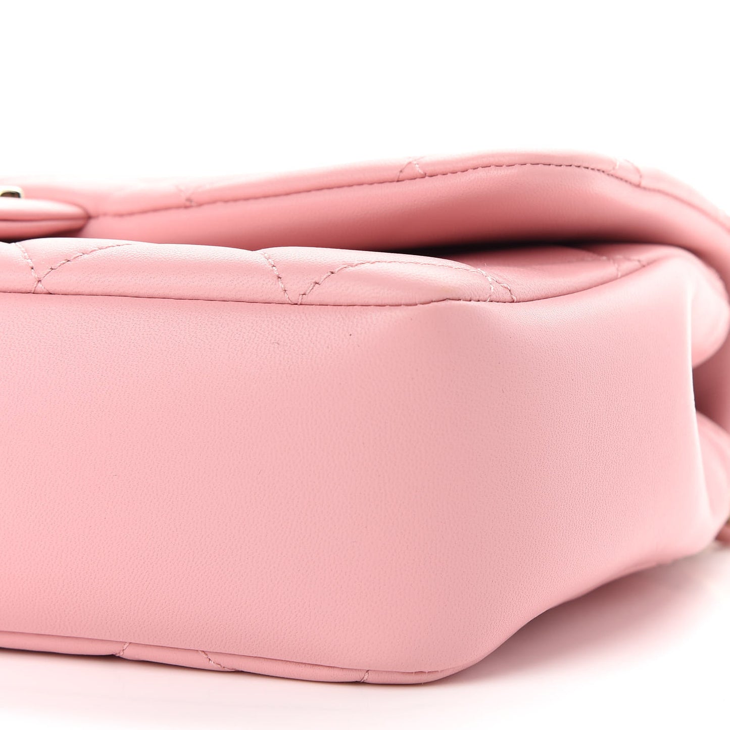 Lambskin Quilted Resin Bi-Color Chain Flap Bag Pink