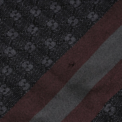 Gucci Wool Silk GG Monogram Web Verbier Fringe Scarf Charcoal 6 of 9