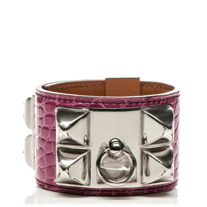 Hermes Shiny Alligator Collier De Chien CDC Bracelet S Fuchsia 1 of 7