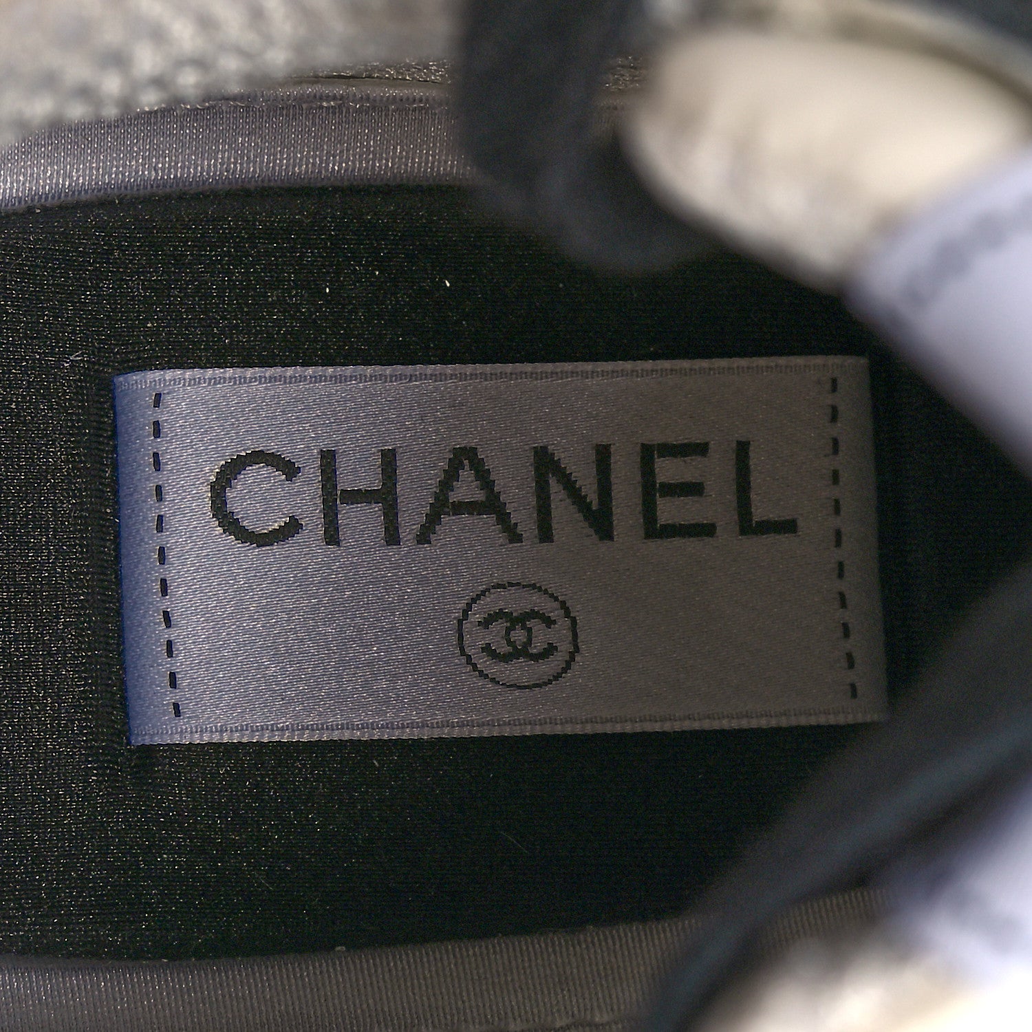 Chanel Suede Calfskin Womens CC Printed Sneakers 38.5 White Black 7 of 9