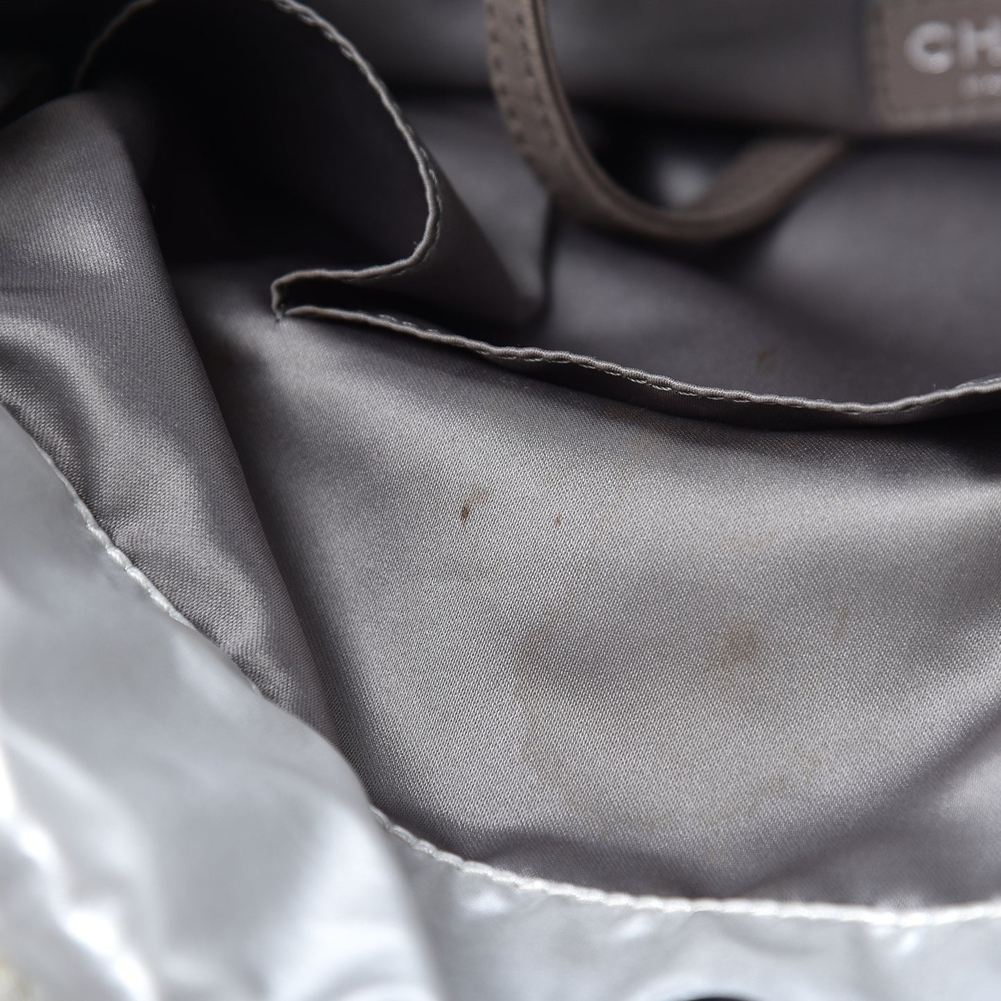 Vinyl Mohair Trimmed CC Bonbons Tote Silver