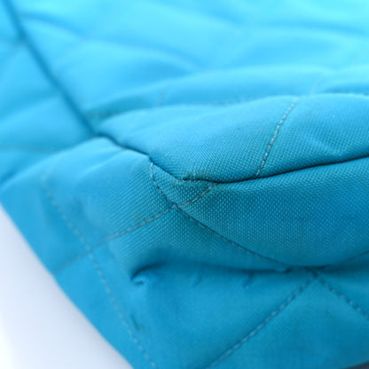 Chanel Canvas Quilted Shoulder Bag Turquoise 10 of 14
