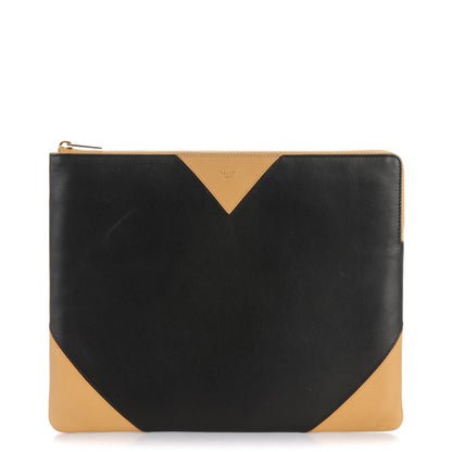 Celine Lambskin Bi-Color Coeur iPad Clutch Black Camel 1 of 9