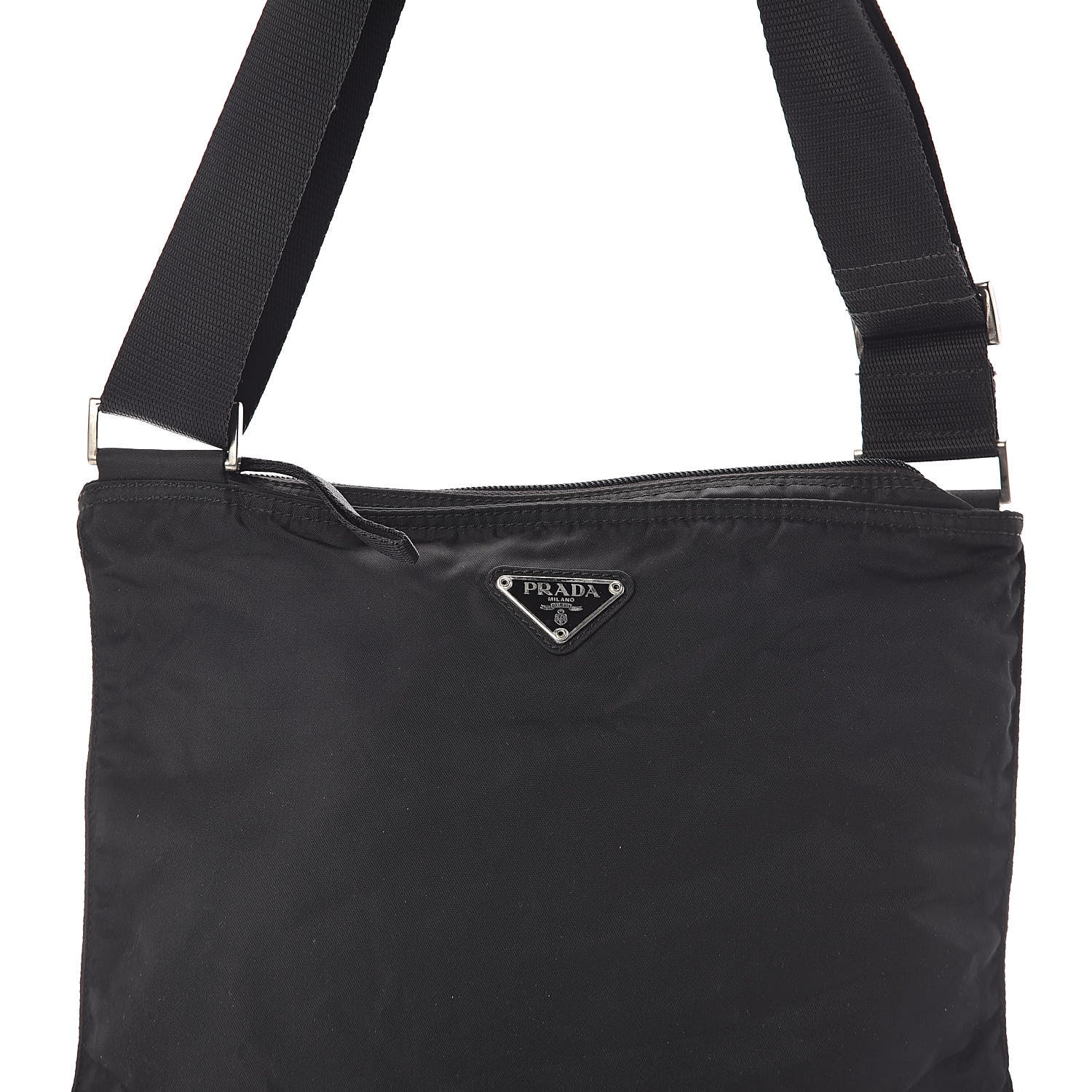 Prada Nylon Flat Messenger Bag Black 7 of 9