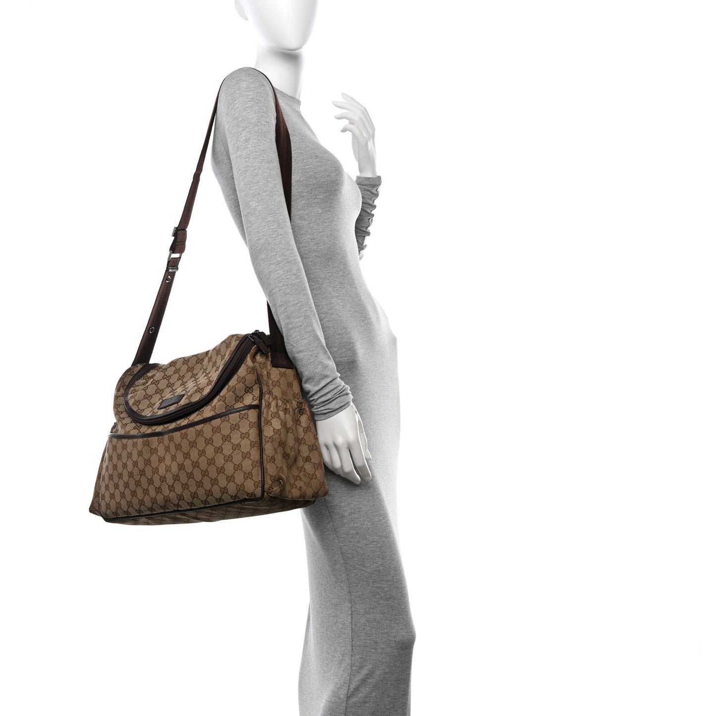 Monogram Natural Pigskin Large Diaper Bag Beige Ebony Cocoa Dark Chocolate