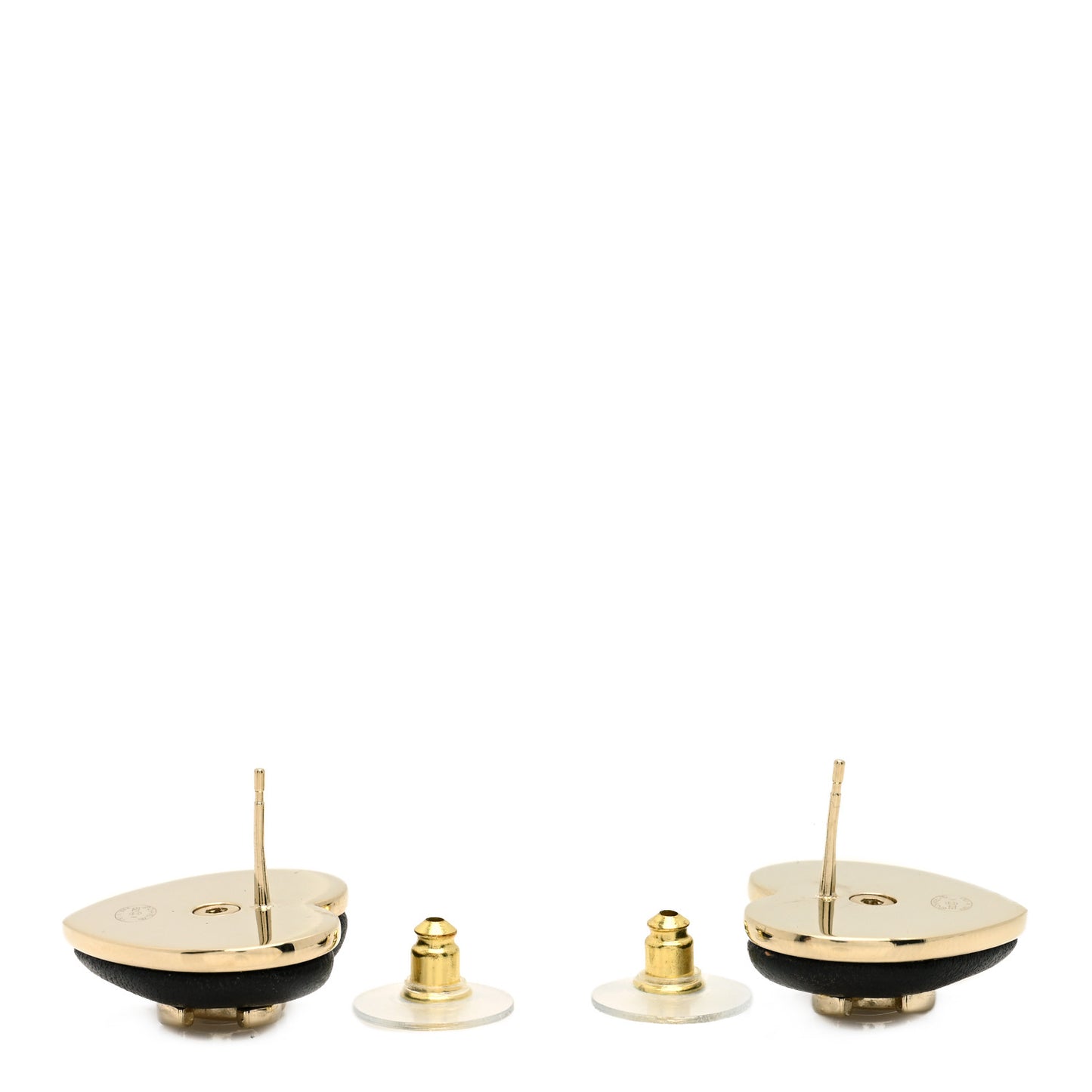 Lambskin CC Heart Earrings Black Gold