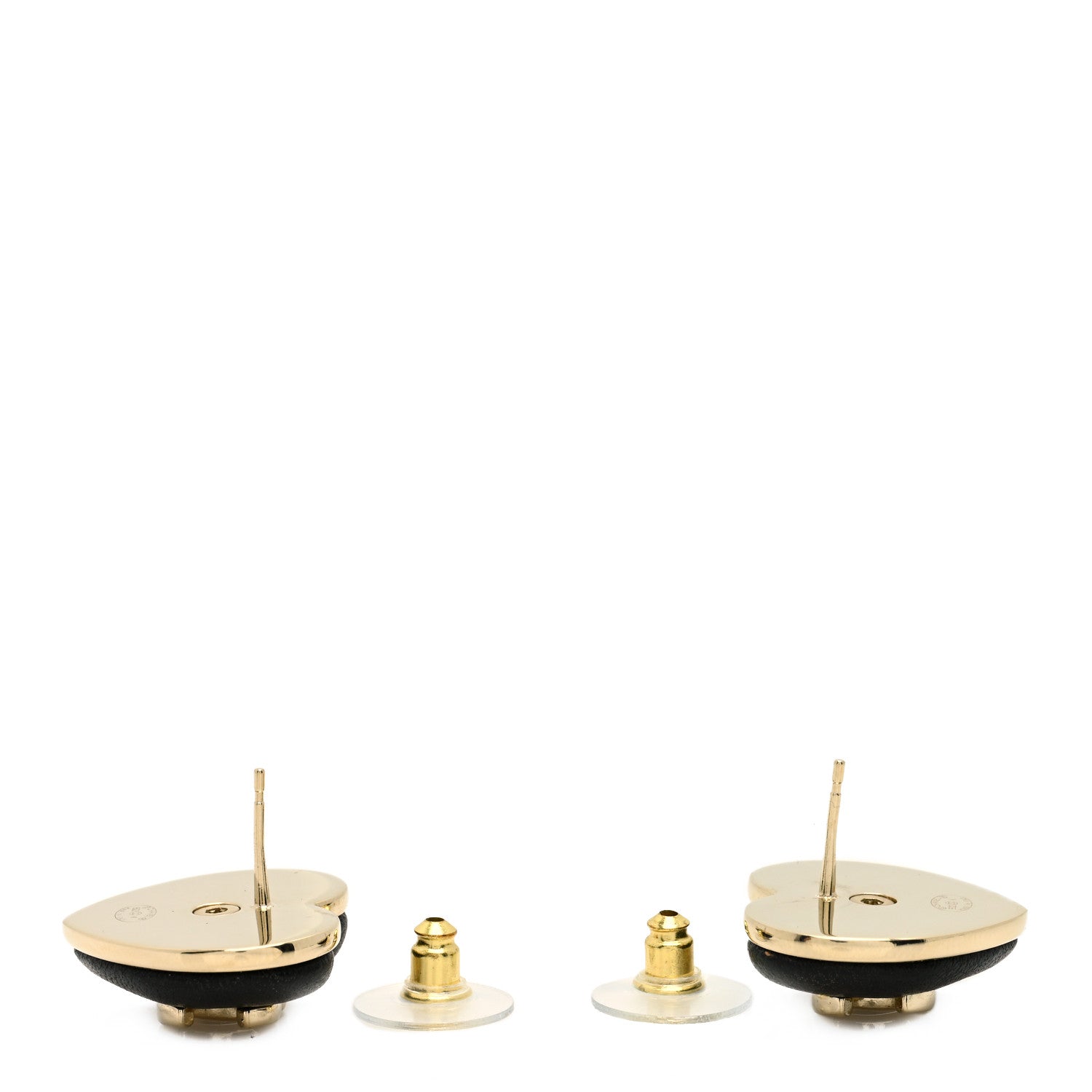 Chanel Lambskin CC Heart Earrings Black Gold 2 of 3