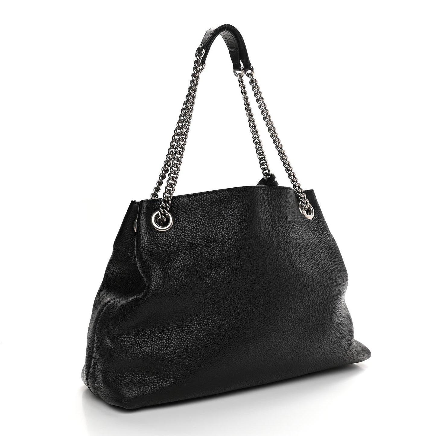 Pebbled Calfskin Studded Medium Soho Chain Shoulder Bag Black