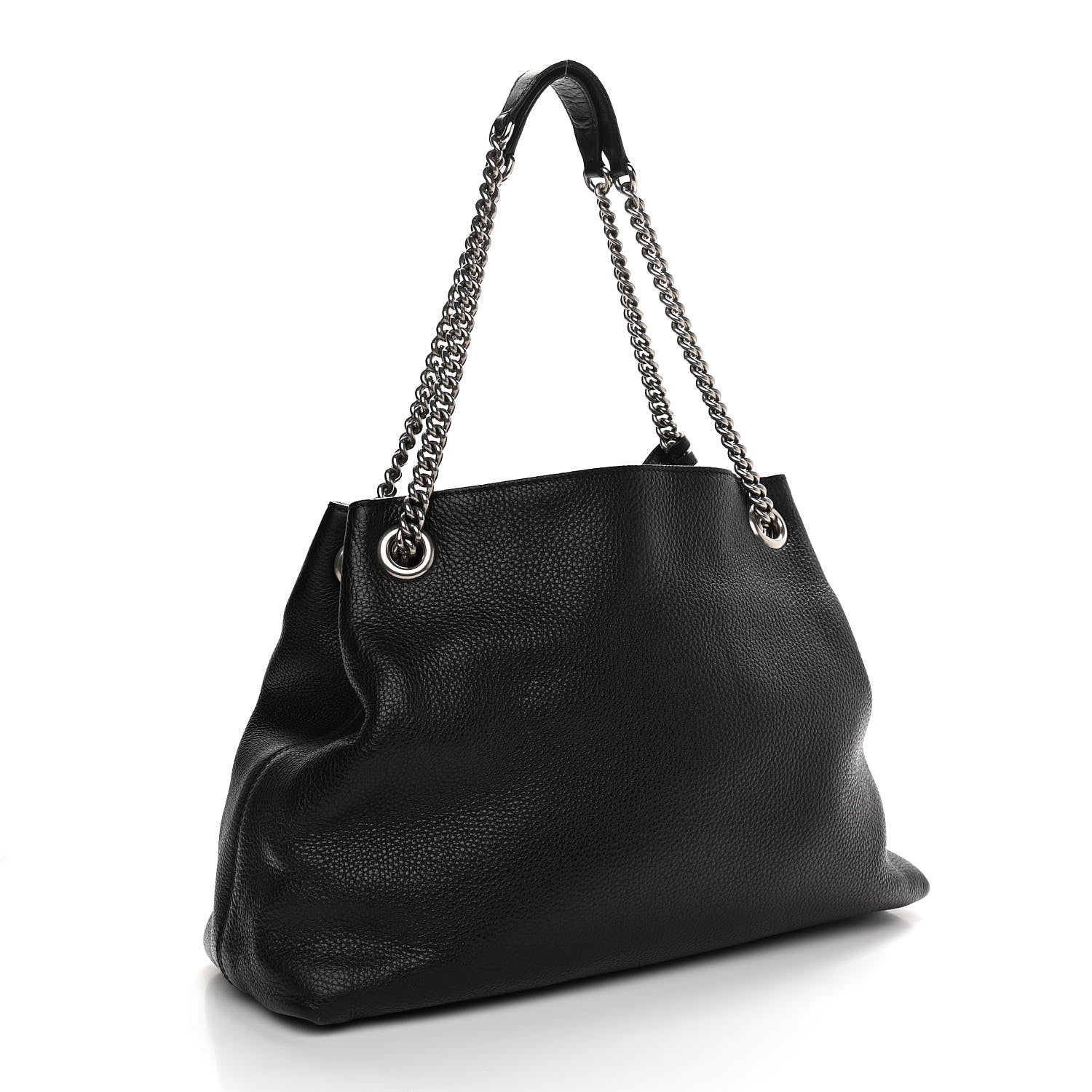 Gucci Pebbled Calfskin Studded Medium Soho Chain Shoulder Bag Black 3 of 12