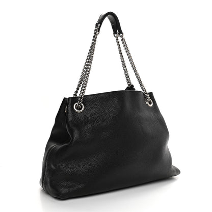 Gucci Pebbled Calfskin Studded Medium Soho Chain Shoulder Bag Black 3 of 12