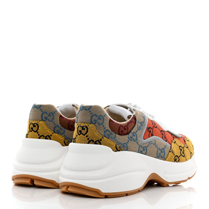 Gucci Monogram Multicolor Demetra Womens Rhyton Sneakers 38 Yellow Blue Great White Tabasco 4 of 8