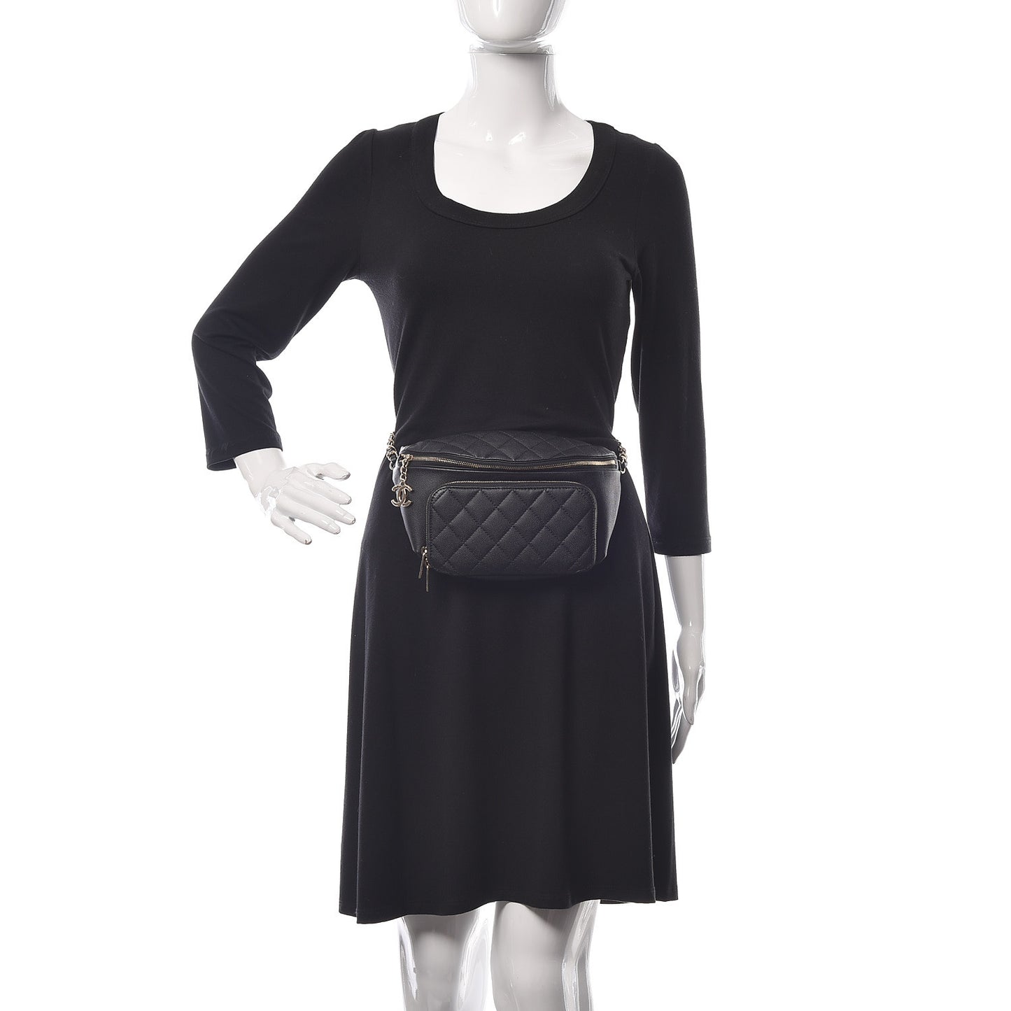 Caviar Quilted Business Affinity Waist Belt Bag Black