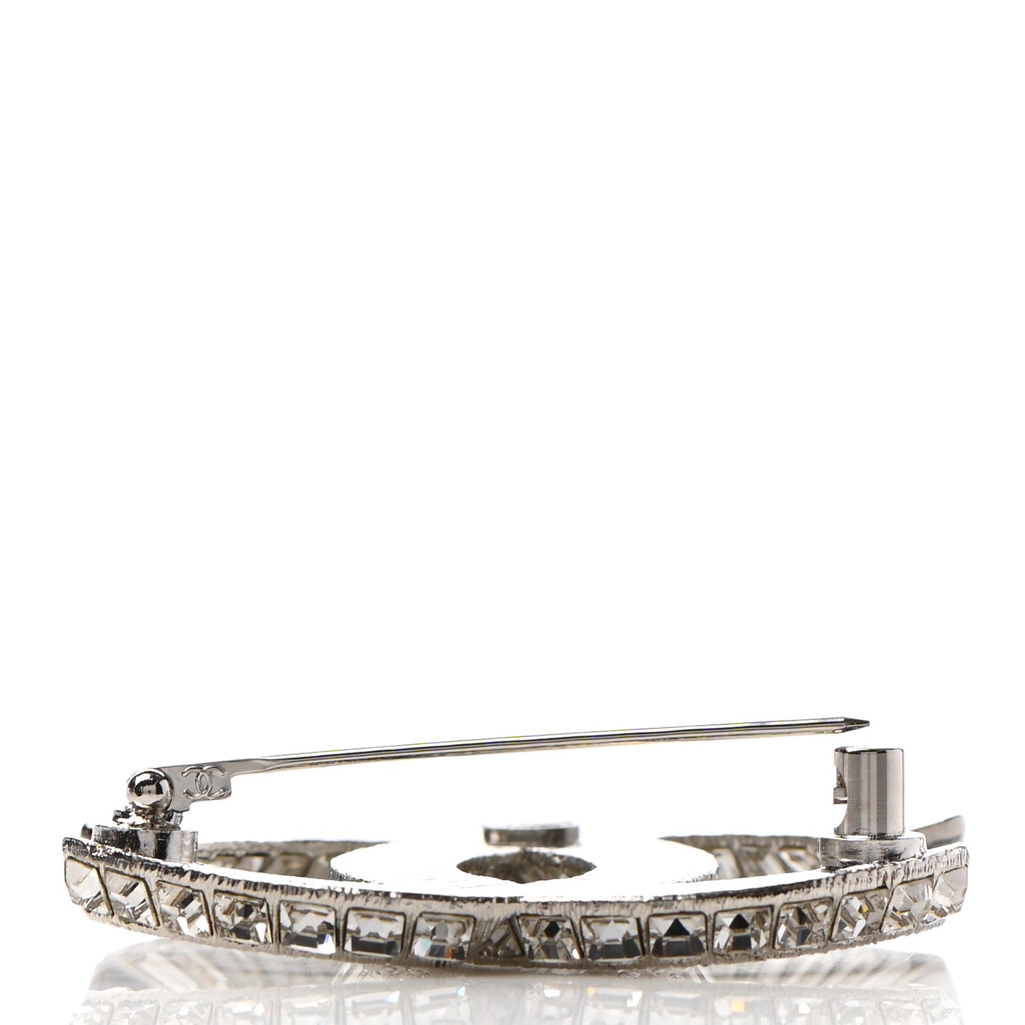 Baguette Crystal CC Brooch Silver