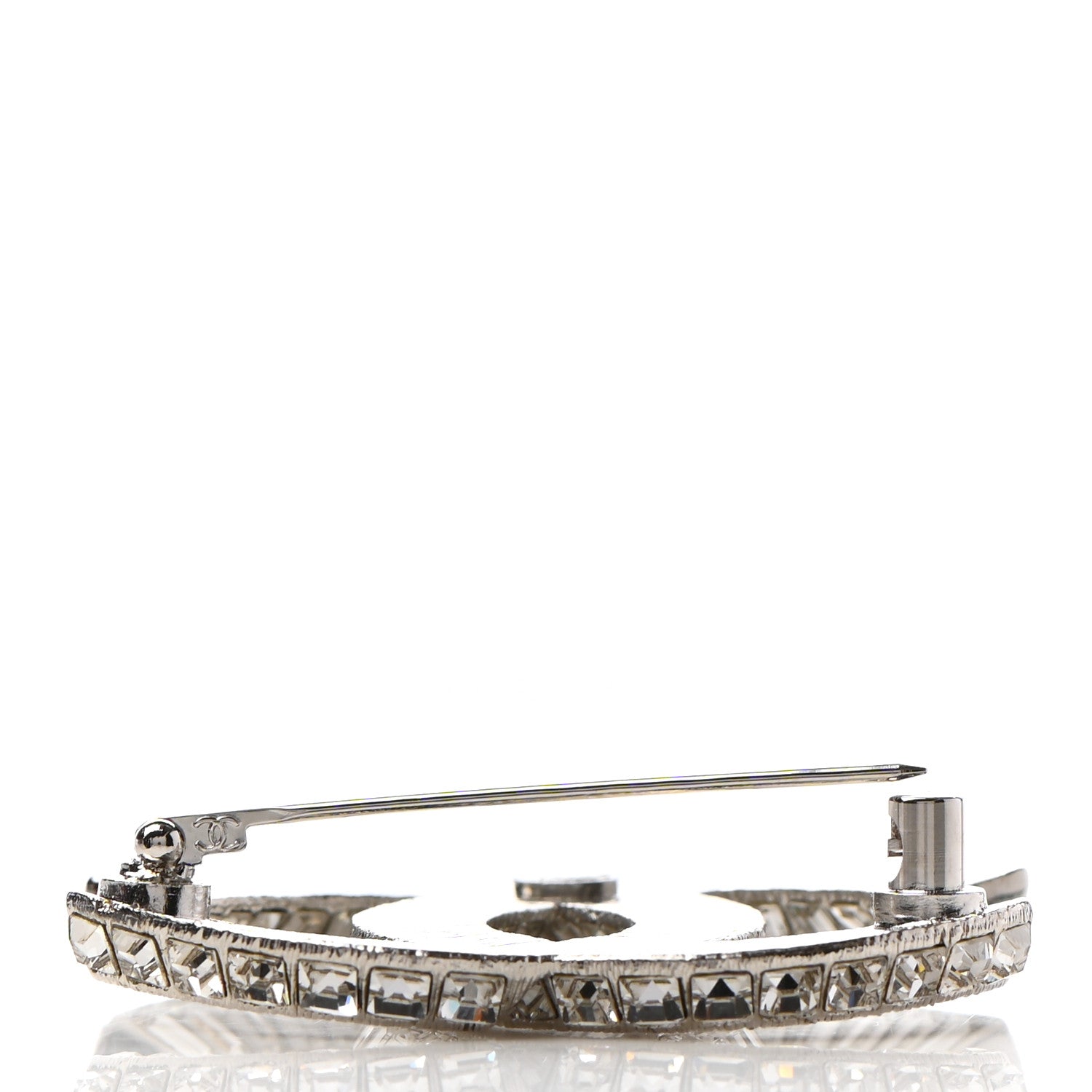 Chanel Baguette Crystal CC Brooch Silver 3 of 5