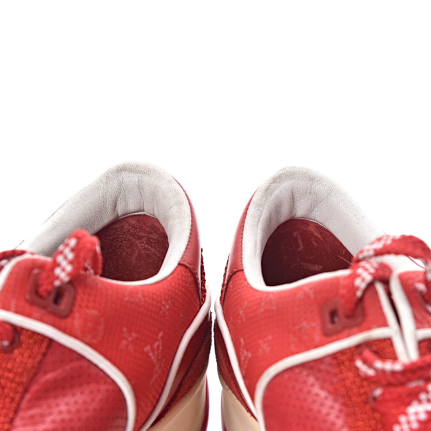 Suede Calfskin Perforated Monogram Sneaker 37.5 Red