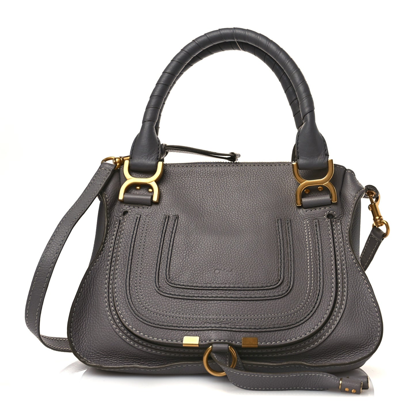 Calfskin Small Marcie Satchel Cashmere Grey