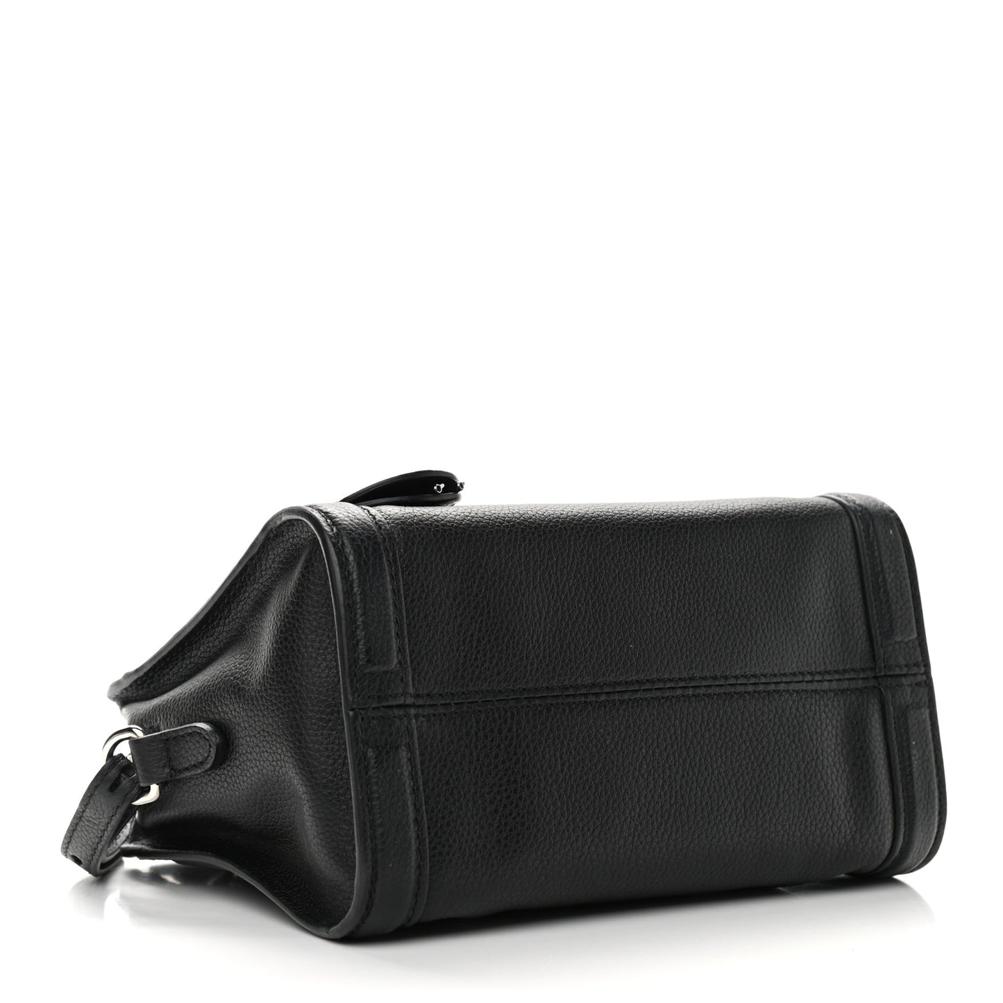 Pebbled Calfskin Mini Skull Padlock Zip Around Tote Black