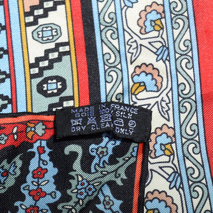 Hermes Silk Twill Tapis Persans Giant Plume Scarf 140 Aqua Black Brick Red 5 of 5