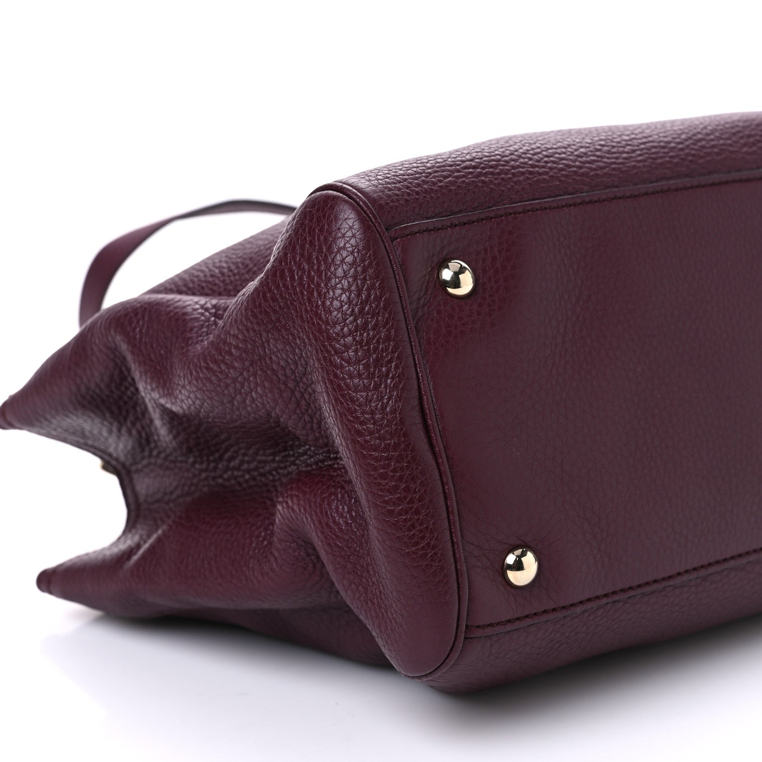 Gucci Pebbled Calfskin Medium Bamboo Shopper Tote Burgundy 9 of 10