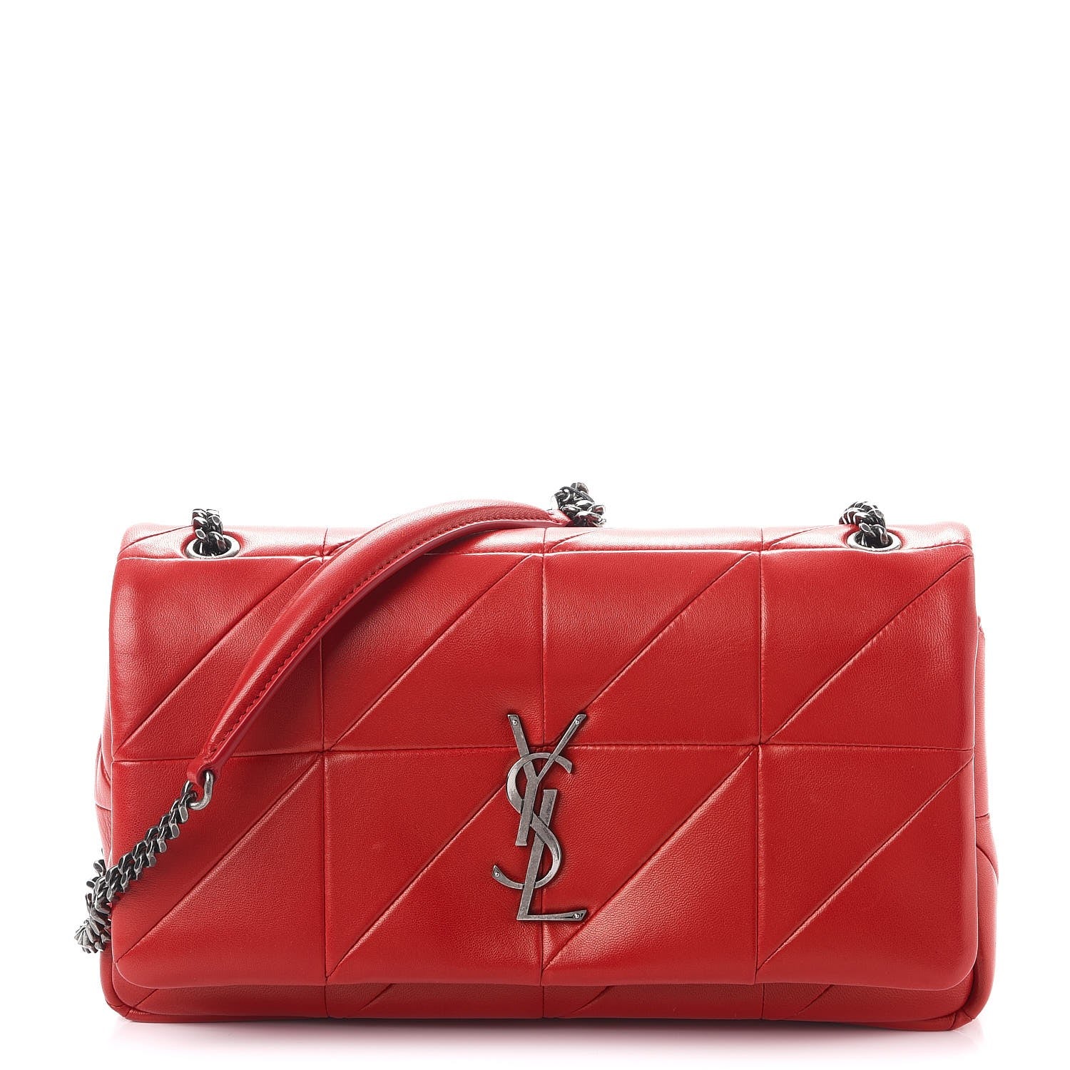 Saint Laurent Lambskin Patchwork Monogram Medium Jamie Red 1 of 12