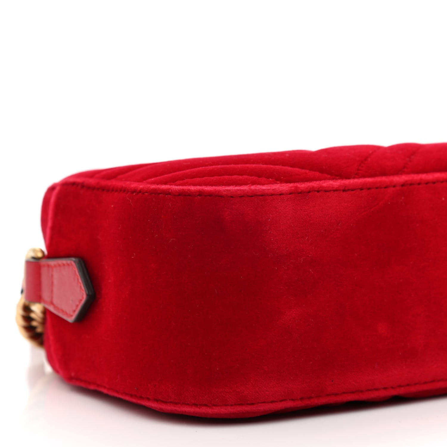 Gucci Velvet Matelasse Small GG Marmont Chain Shoulder Bag Hibiscus Red 9 of 10