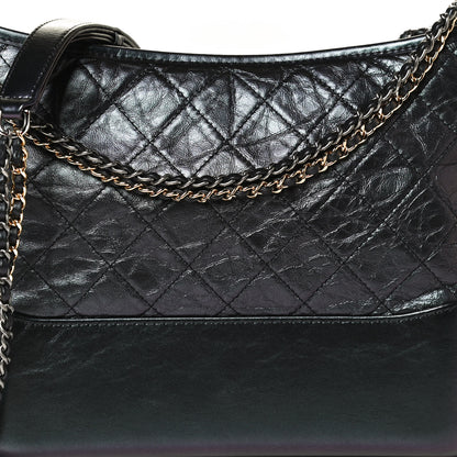 Chanel Iridescent Aged Calfskin Quilted Medium Gabrielle Hobo Black 8 of 12