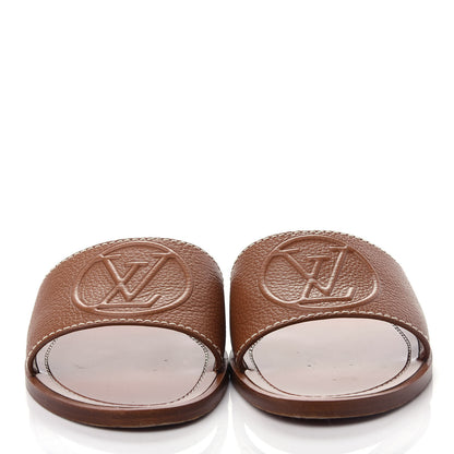 Louis Vuitton Calfskin Lock It Flat Mule 38 Cognac 5 of 10