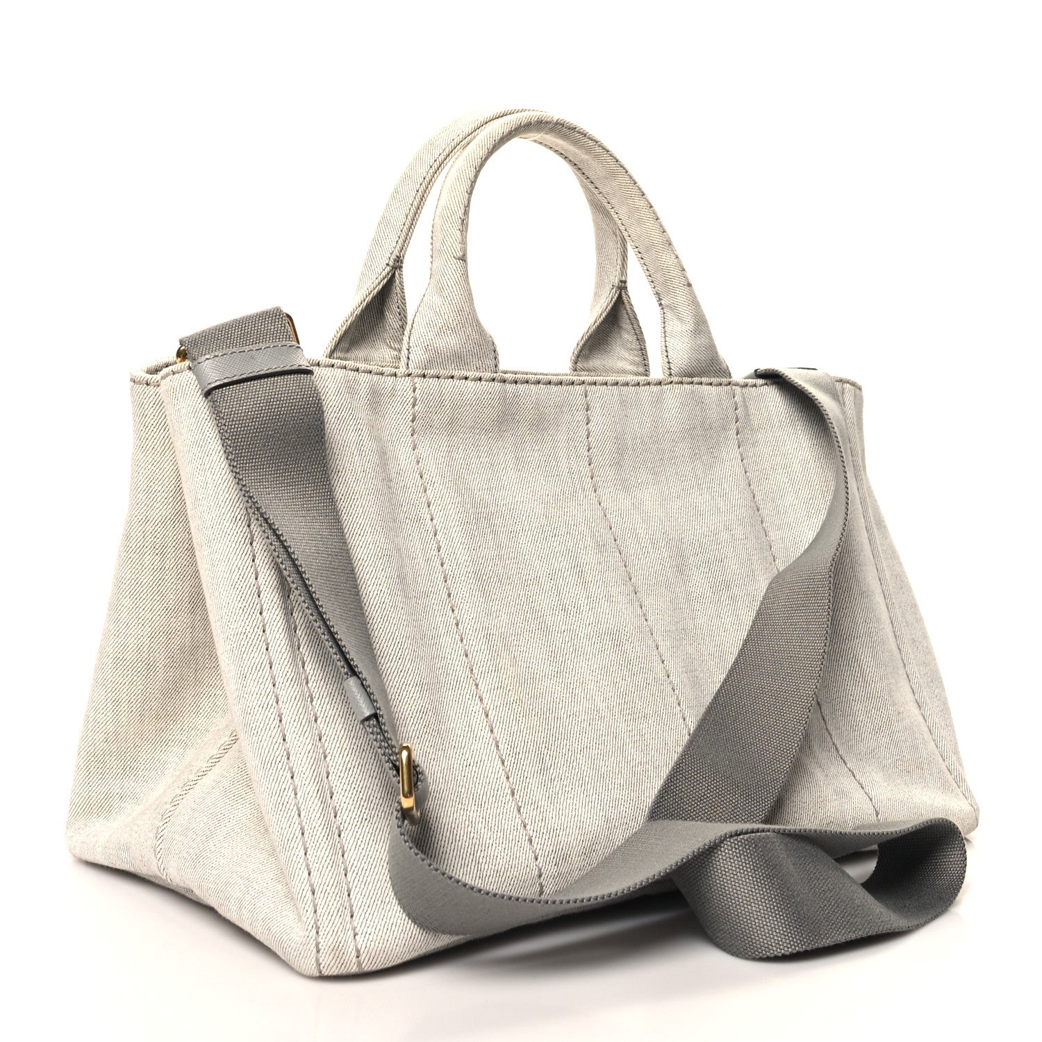 Prada Denim Logo Tote White 3 of 13