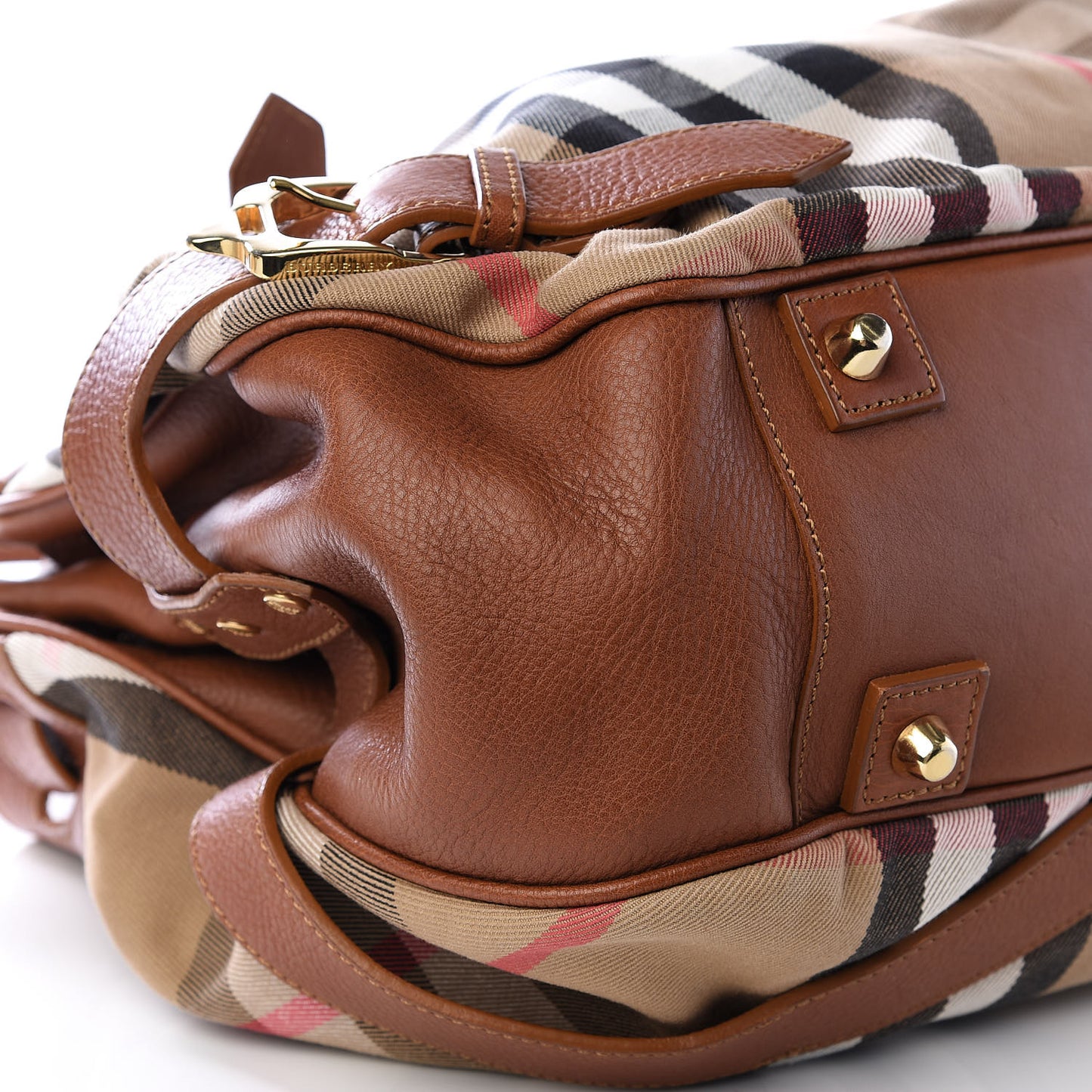 House Check Buckle Tote Dark Tan