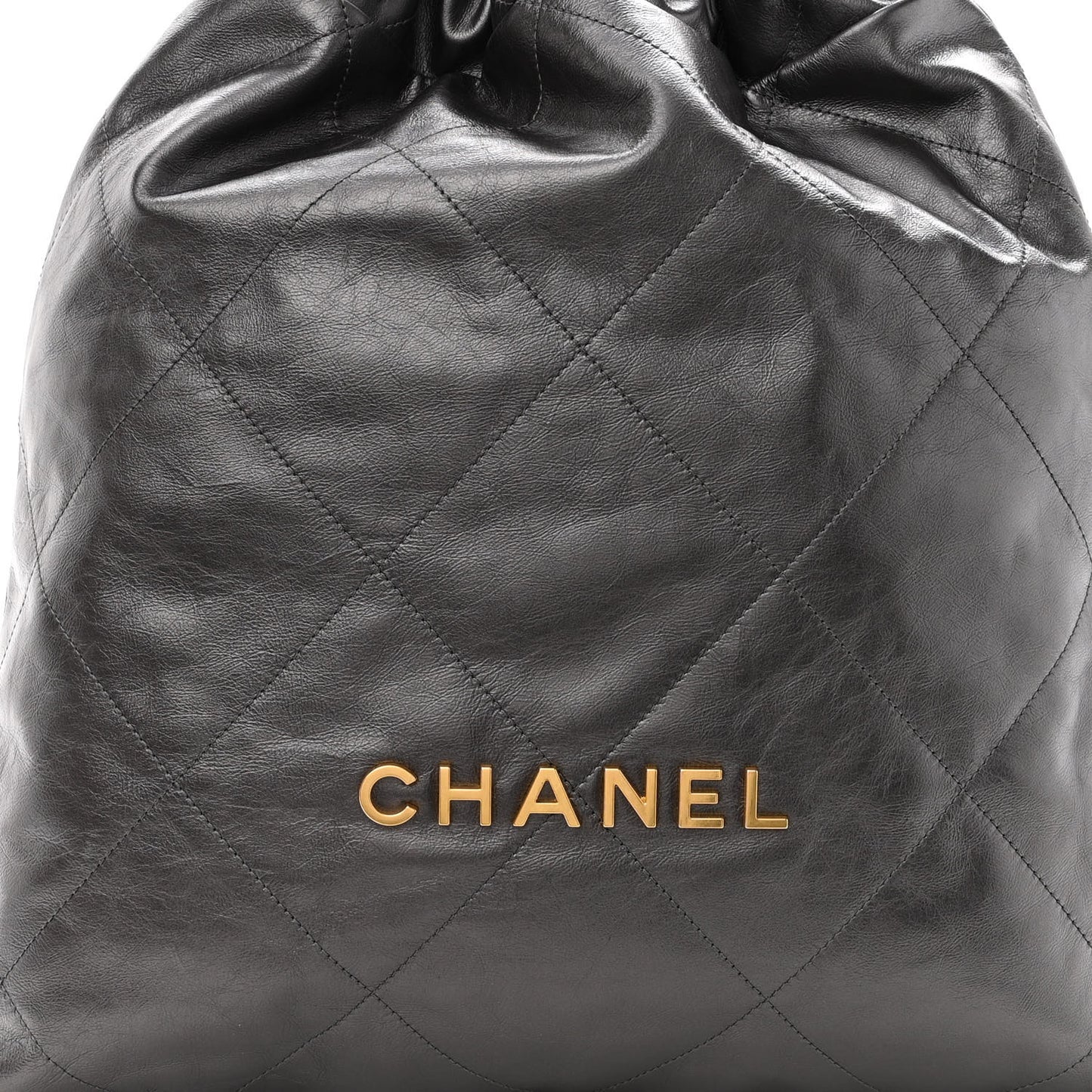 Metallic Calfskin Quilted Chanel 22 Backpack Ruthenium