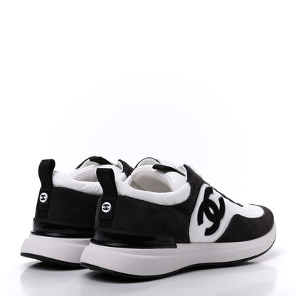 Chanel Nylon Suede Calfskin CC Sneakers 37 White Dark Grey 4 of 7