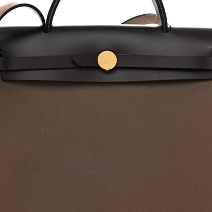 Hermes Vache Hunter Toile Herbag Zip Retourne 31 PM  Etoupe Ebene 9 of 11