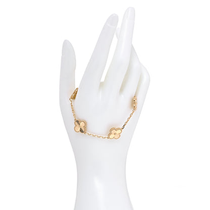 Van Cleef & Arpels 18K Yellow Gold 5 Motifs Guilloche Vintage Alhambra Bracelet 2 of 8