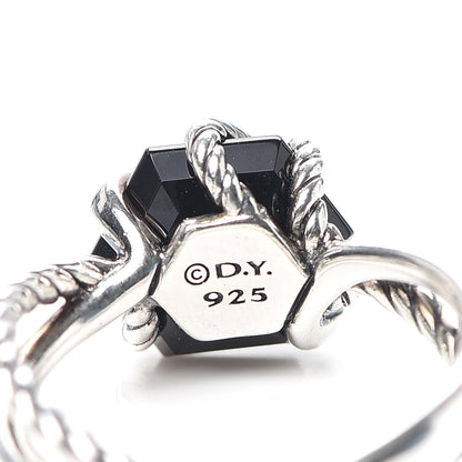 David Yurman Sterling Silver Diamond Black Onyx 10mm Cable Wrap Ring 57 8 5 of 6