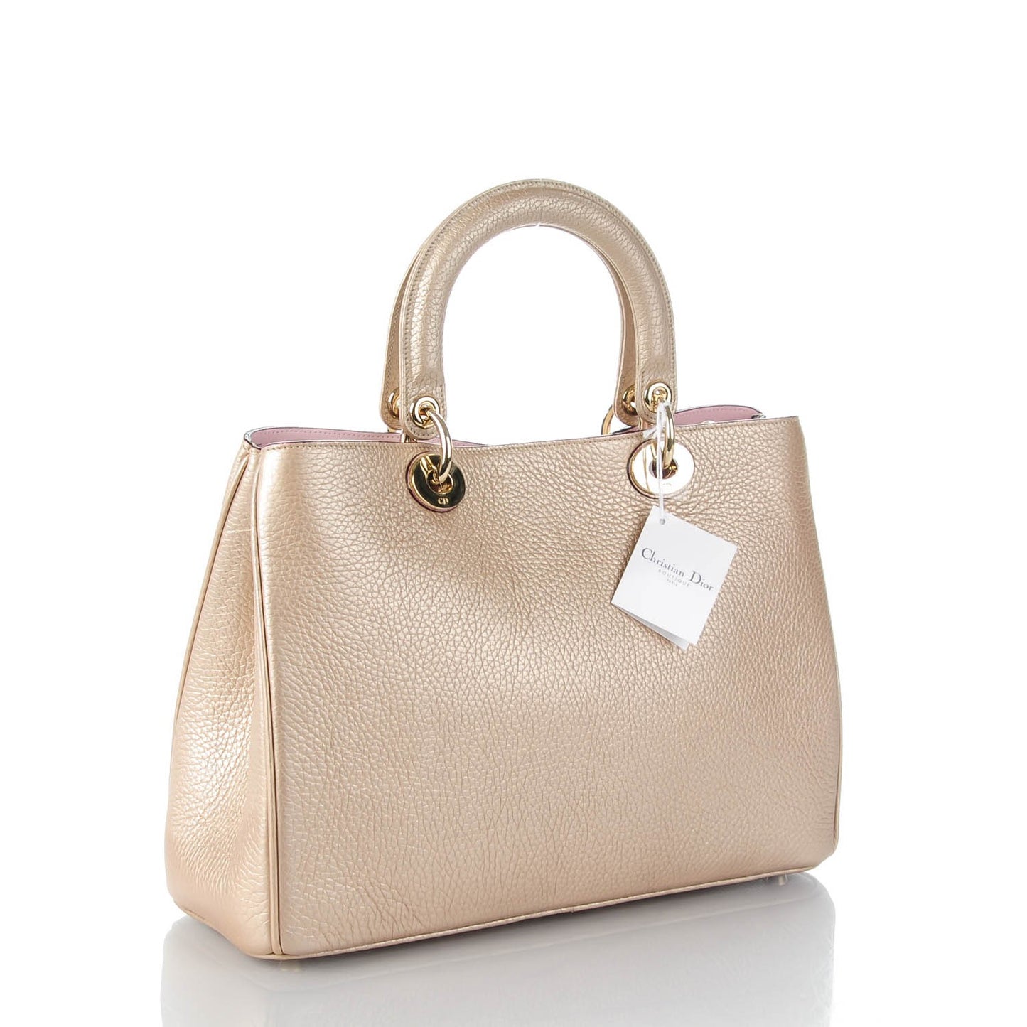 Metallic Bullcalf Medium Diorissimo Bag Champagne