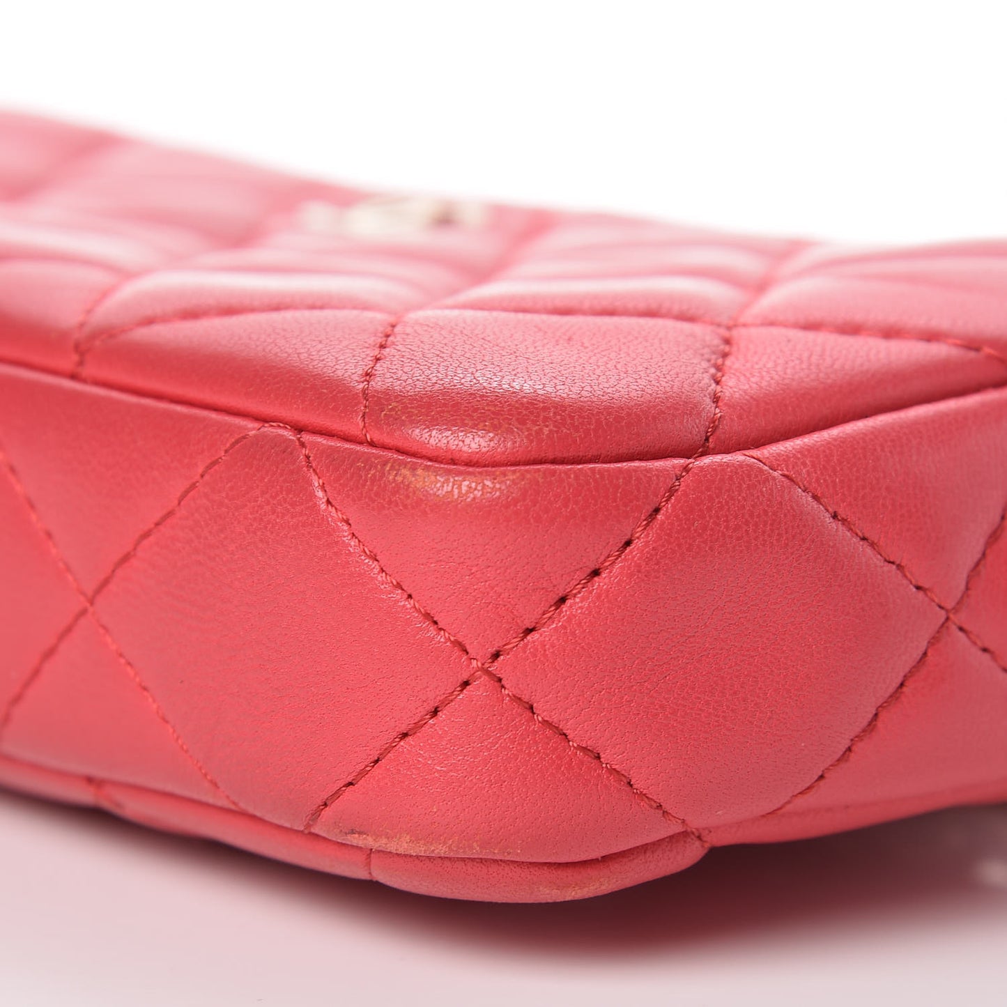 Lambskin Quilted Small Clutch With Chain Dark Pink