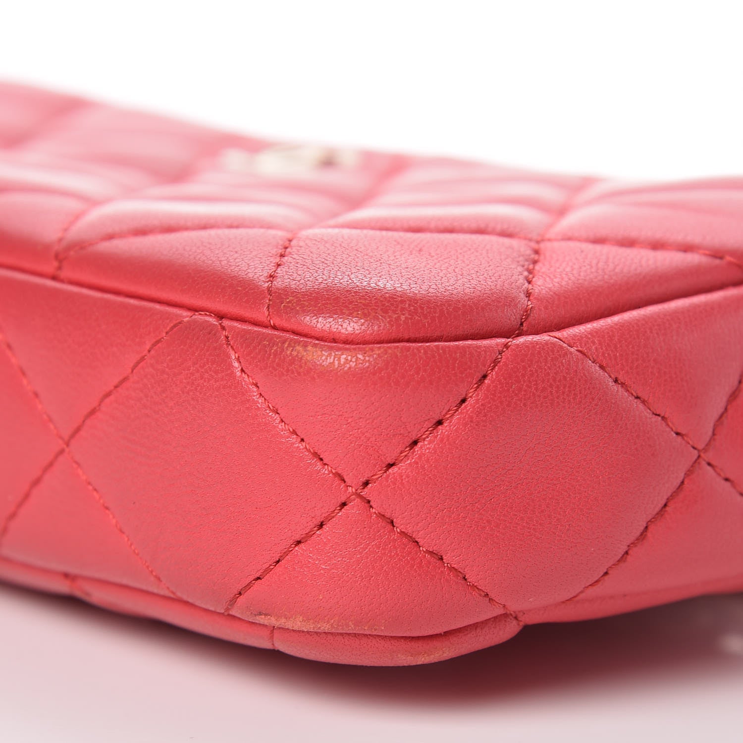 Chanel Lambskin Quilted Small Clutch With Chain Dark Pink 10 of 11