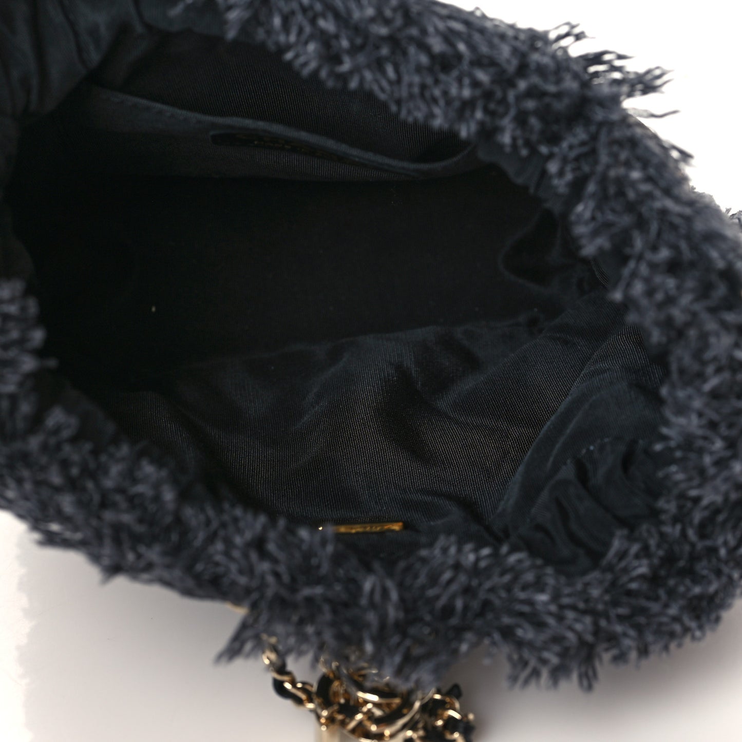 Denim Quilted Mood Small Bucket With Chain Black Multicolor