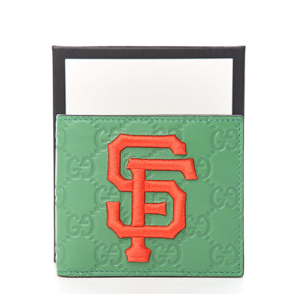 Gucci X MLB Guccissima SF Giants Embroidered Bi-Fold Wallet New Shamrock Deep Orange 7 of 7