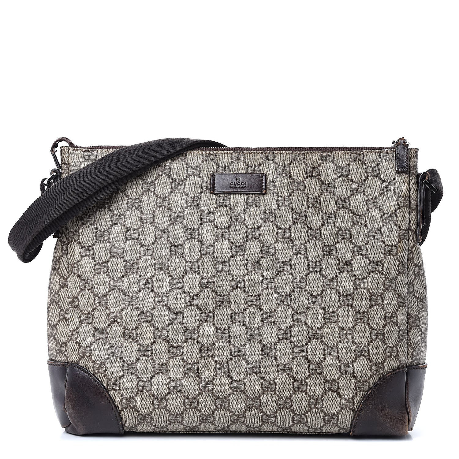 Gucci Denim Monogram Flat Messenger Bag Black 1 of 16