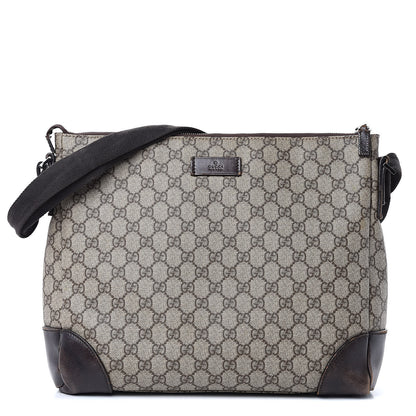 Gucci Denim Monogram Flat Messenger Bag Black 1 of 16
