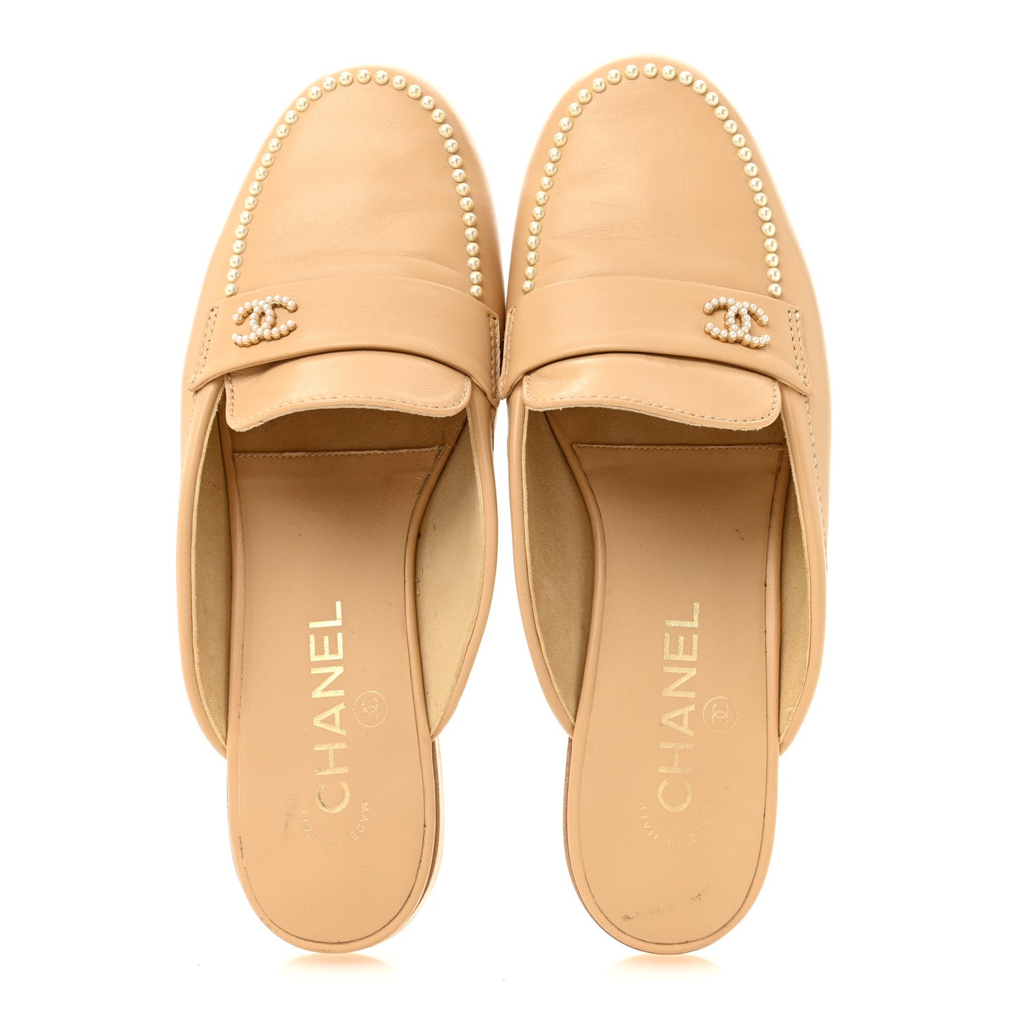 Lambskin Pearl CC Mules 38 Beige