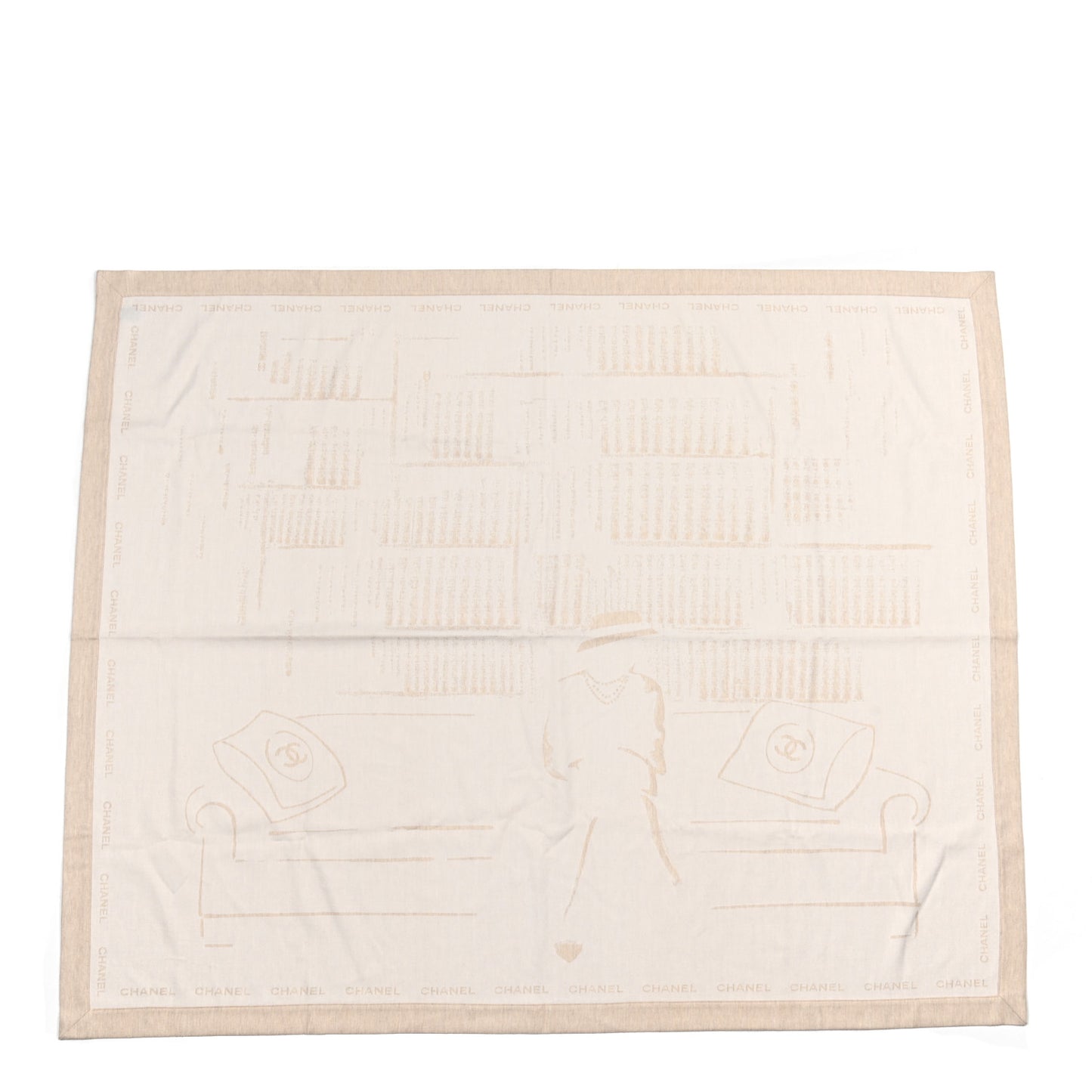 Wool Silk Woven Scarf Shawl Beige