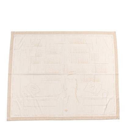 Chanel Wool Silk Woven Scarf Shawl Beige 1 of 4