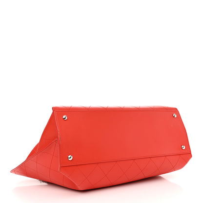 Chanel Calfskin Stitch Medium Ring My Bag Shopping Tote Red 4 of 11