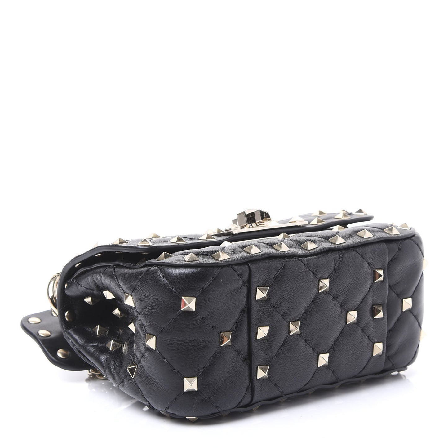 Nappa Micro Rockstud Spike Shoulder Bag Black