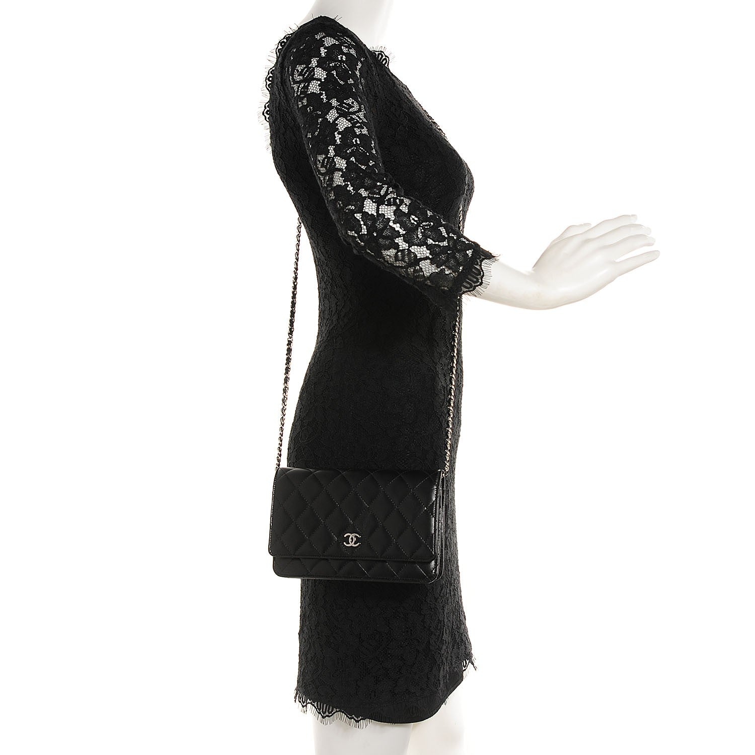 Chanel Lambskin Quilted Wallet on Chain WOC Black 2 of 8