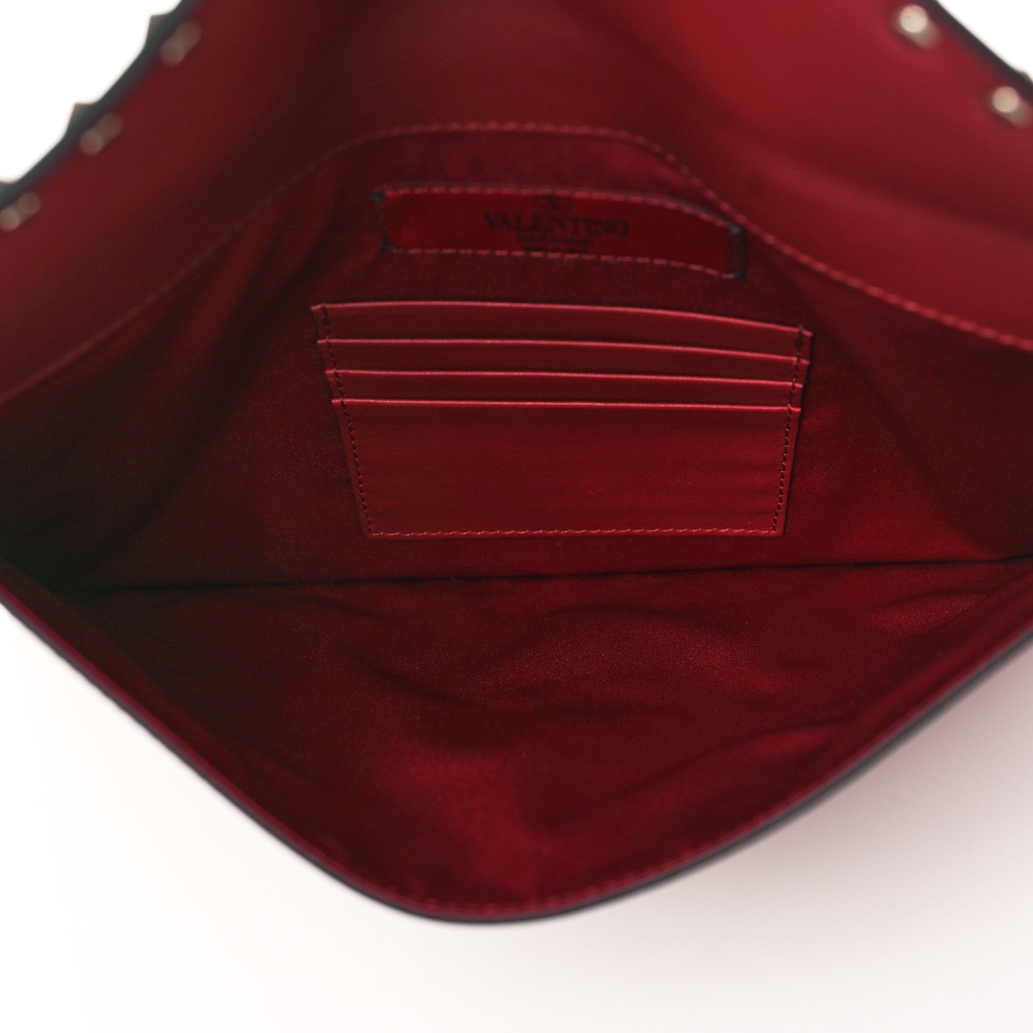 Valentino Garavani Vitello Large Rockstud Envelope Clutch Rubino 5 of 6