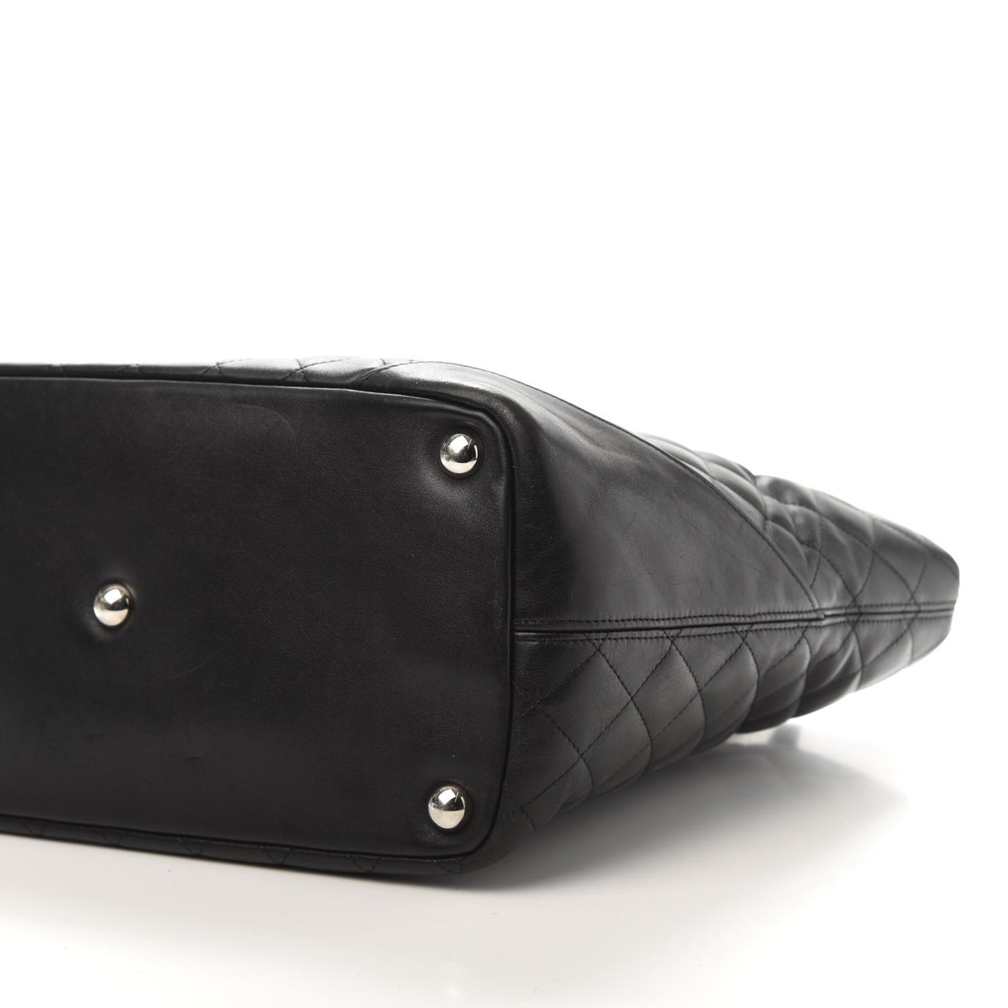 Calfskin Quilted Large Cambon Tote Black White