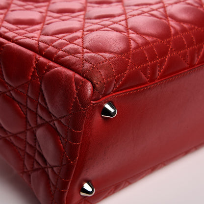 Christian Dior Vintage Lambskin Cannage Large Lady Dior Red 17 of 20